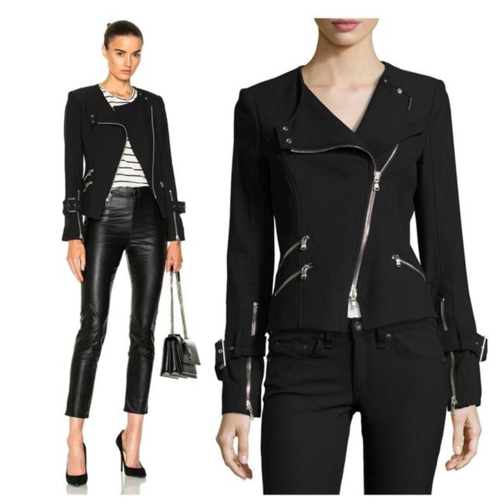 VERONICA BEARD BLACK JORDAN MOTO BLAZER JACKET